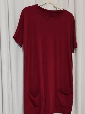 3 For $13.00 - Deep Red Tunic Top with Pockets - Size XL
